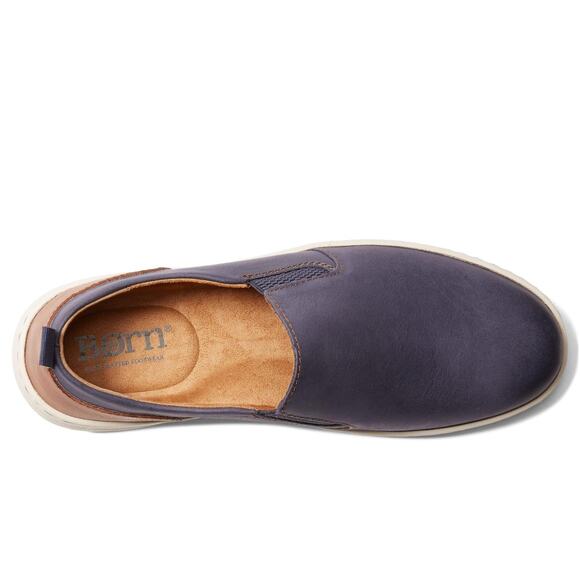 Born Morgan Shoes Men\'s 8 M Navy/Brown Comfort Slip On Sneakers